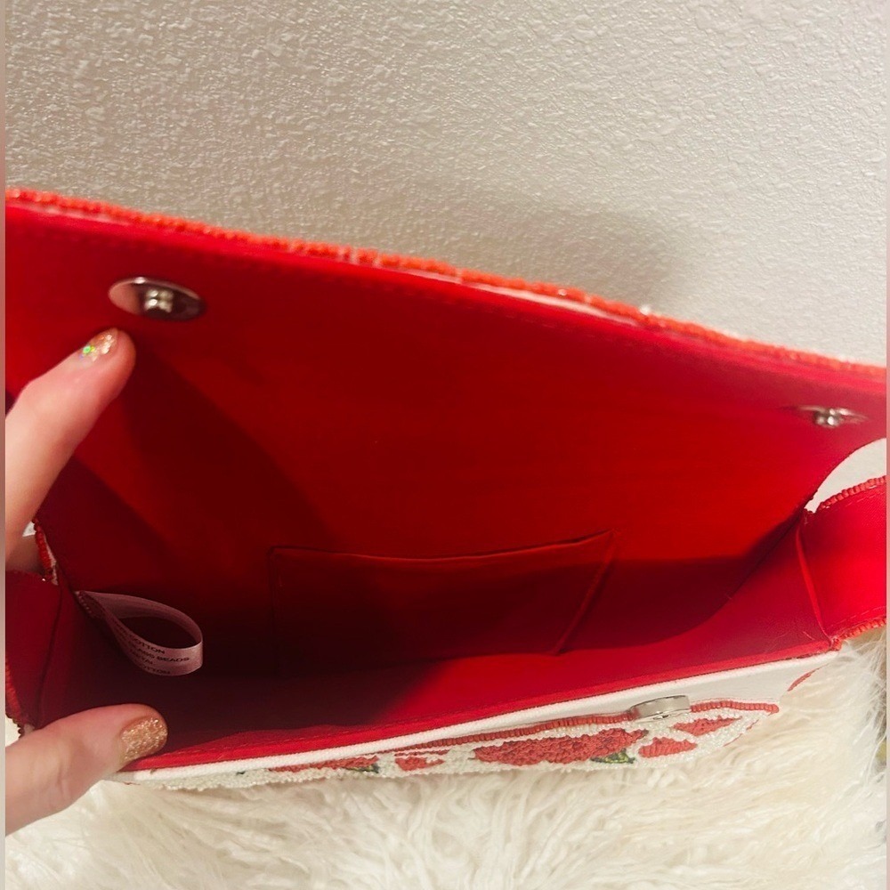Handcrafted Red Rose Beaded Shoulder Bag - Picture 6 of 6